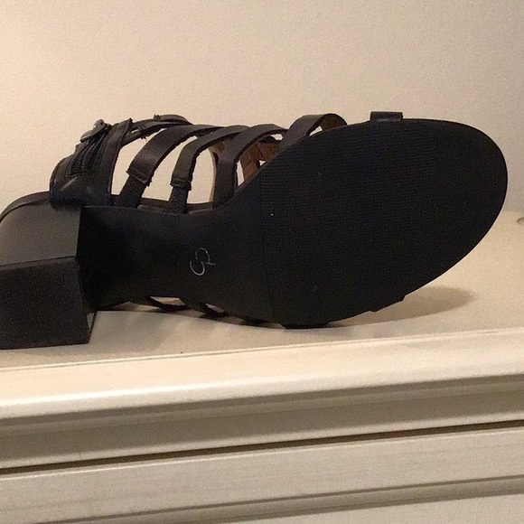 EUC Black Strappy Block Heels - Picture 7 of 8